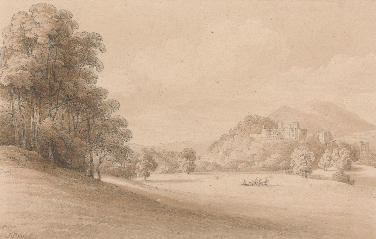 Joseph Powell - Dunster Castle, Somerset; Showing Castle in Distance