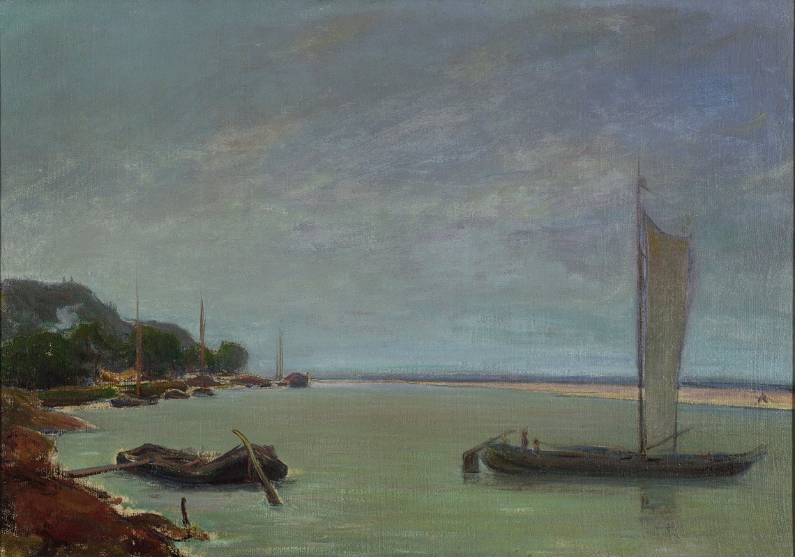 Władysław Ślewiński - Boat with sails up