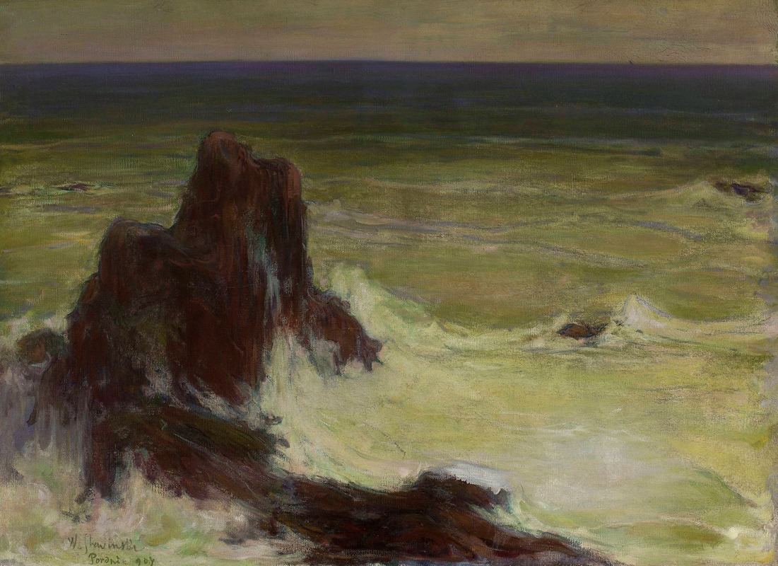 Władysław Ślewiński - Sea with a solitary rock