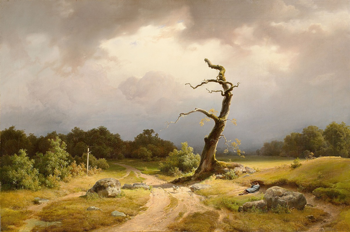 Carl Theodor Reiffenstein - Landschaft bei heranziehendem Gewitter