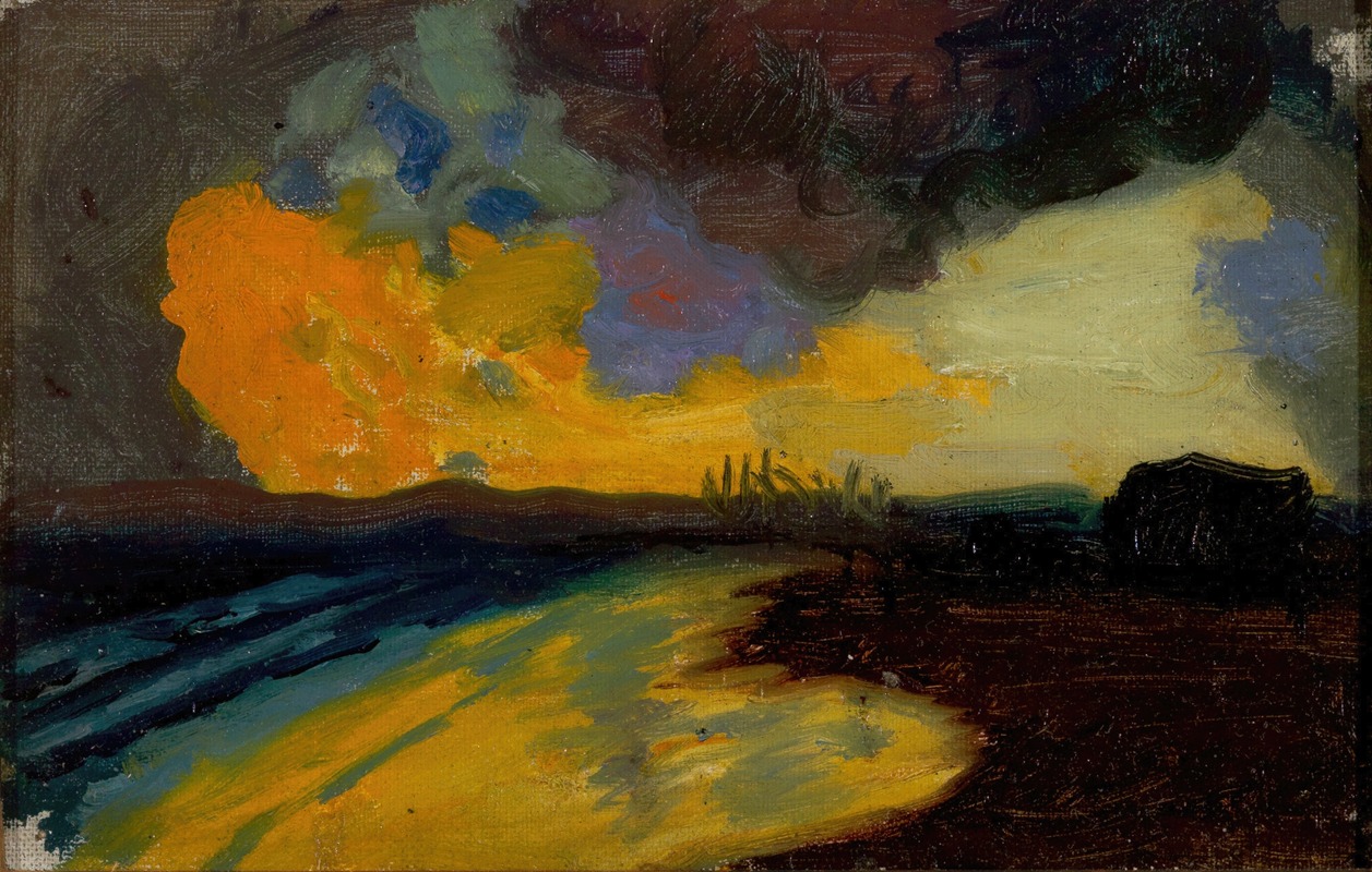 Franz von Stuck - Studie zu ‘Sonnenuntergang am Meer’