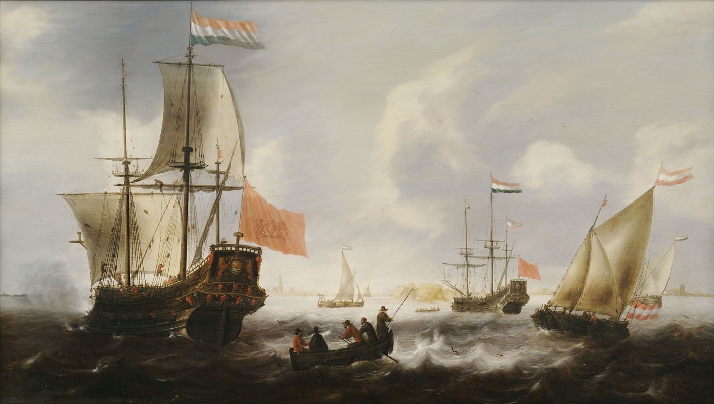 Jacob Adriaensz. Bellevois - Holländische Fregatten und Boote an der Küste von Vlissingen