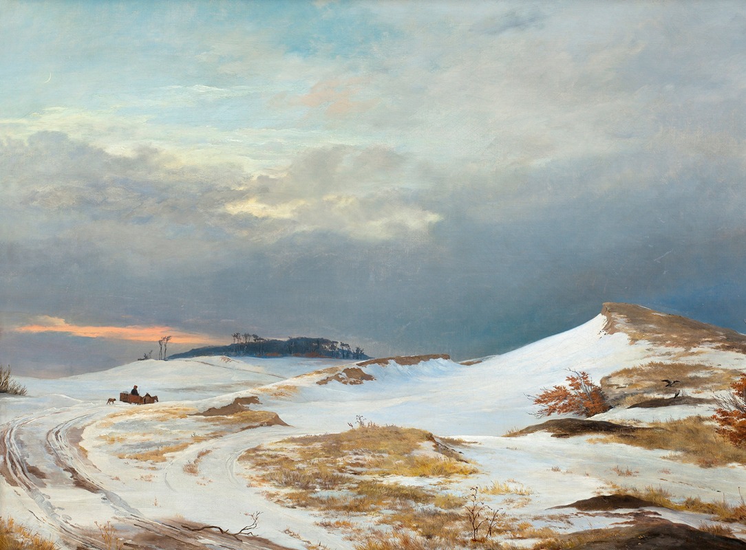 Johan Thomas Lundbye - Winter landscape with Northern Zealand character