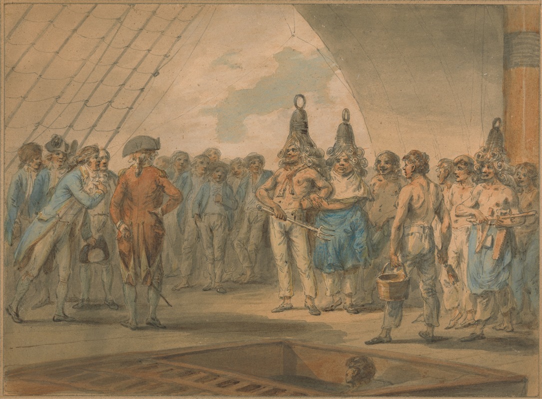 Julius Caesar Ibbetson - Crossing the Line Ceremony on Board the Ship, ‘Vestal’