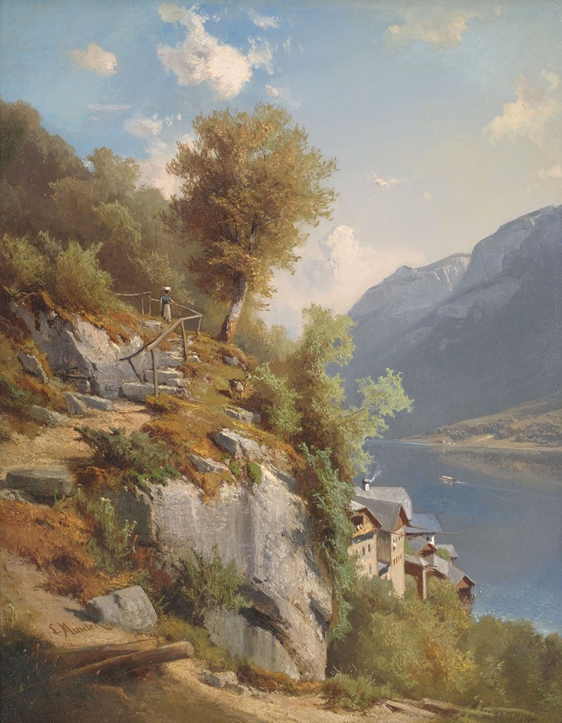 Leopold Munsch - Sommerliche Landschaft mit Blick auf den Hallstätter See