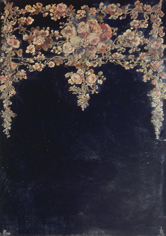 Narcisse-Virgile Diaz de La Peña - Guirlandes de fleurs. Peinture sur un miroir.