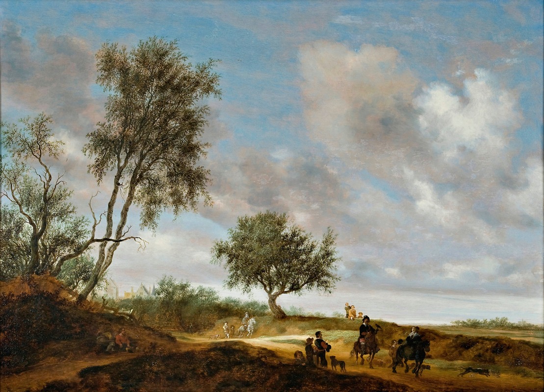 Salomon van Ruysdael - Landscape with hunters