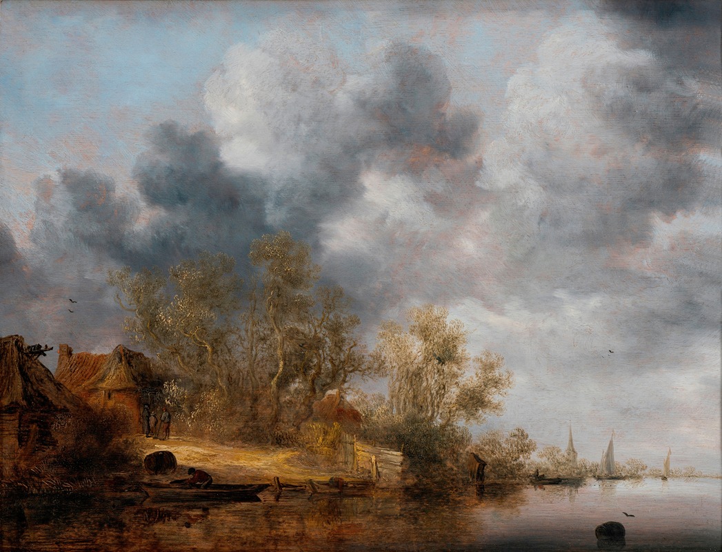 Salomon van Ruysdael - A Dutch Riverbank