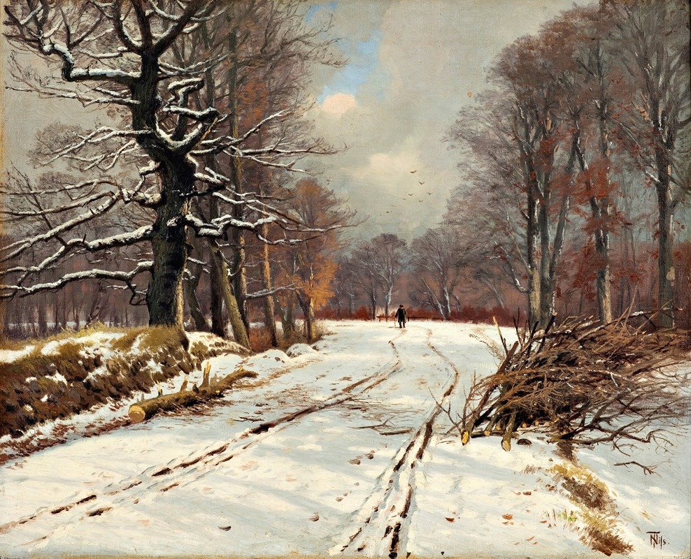 Thorvald Niss - Winter landscape of forests near Hillerød