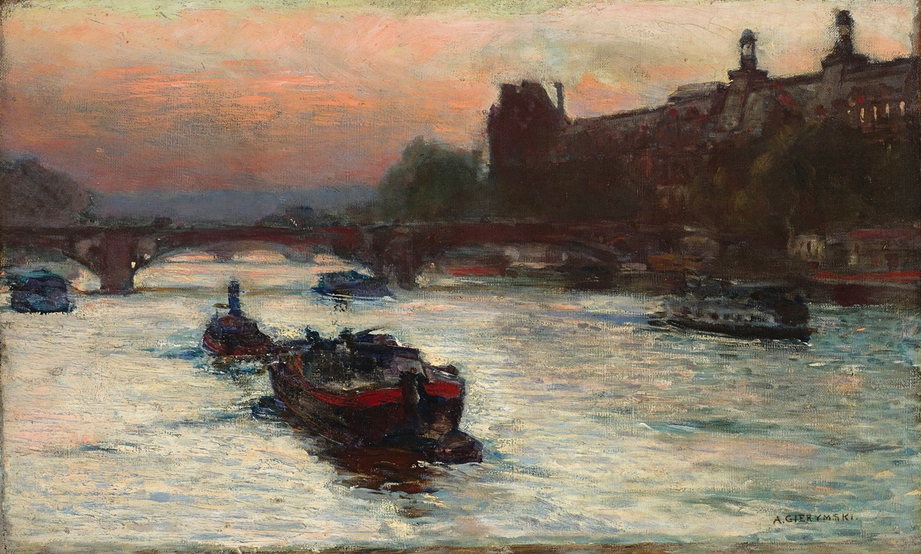 Aleksander Gierymski - Evening by the River Seine, study