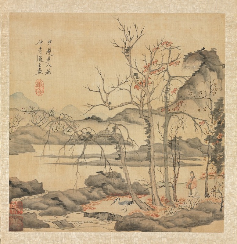 Chen Hongshou - Daoist and Crane in Autumn Landscape