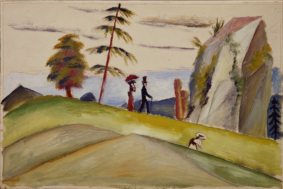 August Macke - Strollers in a Rocky Landscape