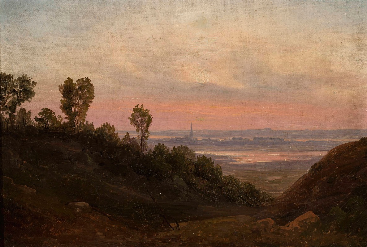 Chrystian Breslauer - Hilly landscape at sunset