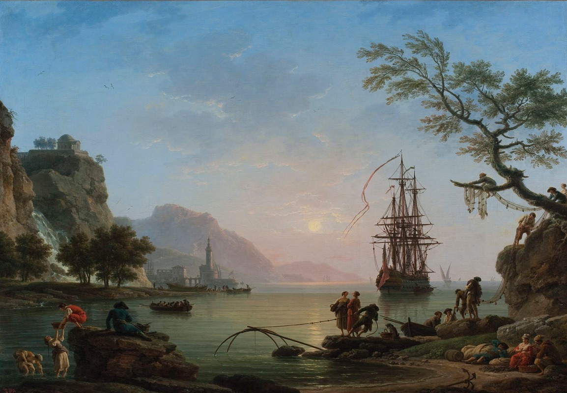 Claude-Joseph Vernet - Fishing port at dawn (Morning)