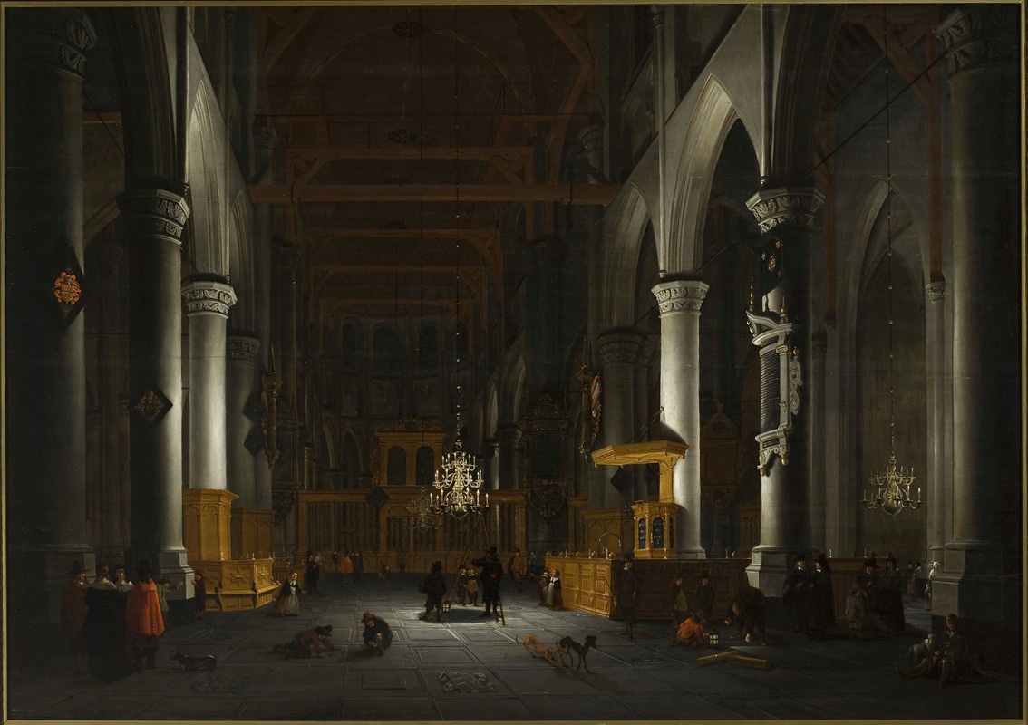 Daniël de Blieck - Church interior by candlelight