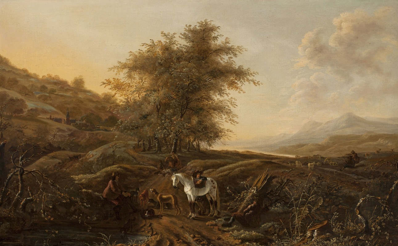 Dirk Stoop - Landscape with hunters