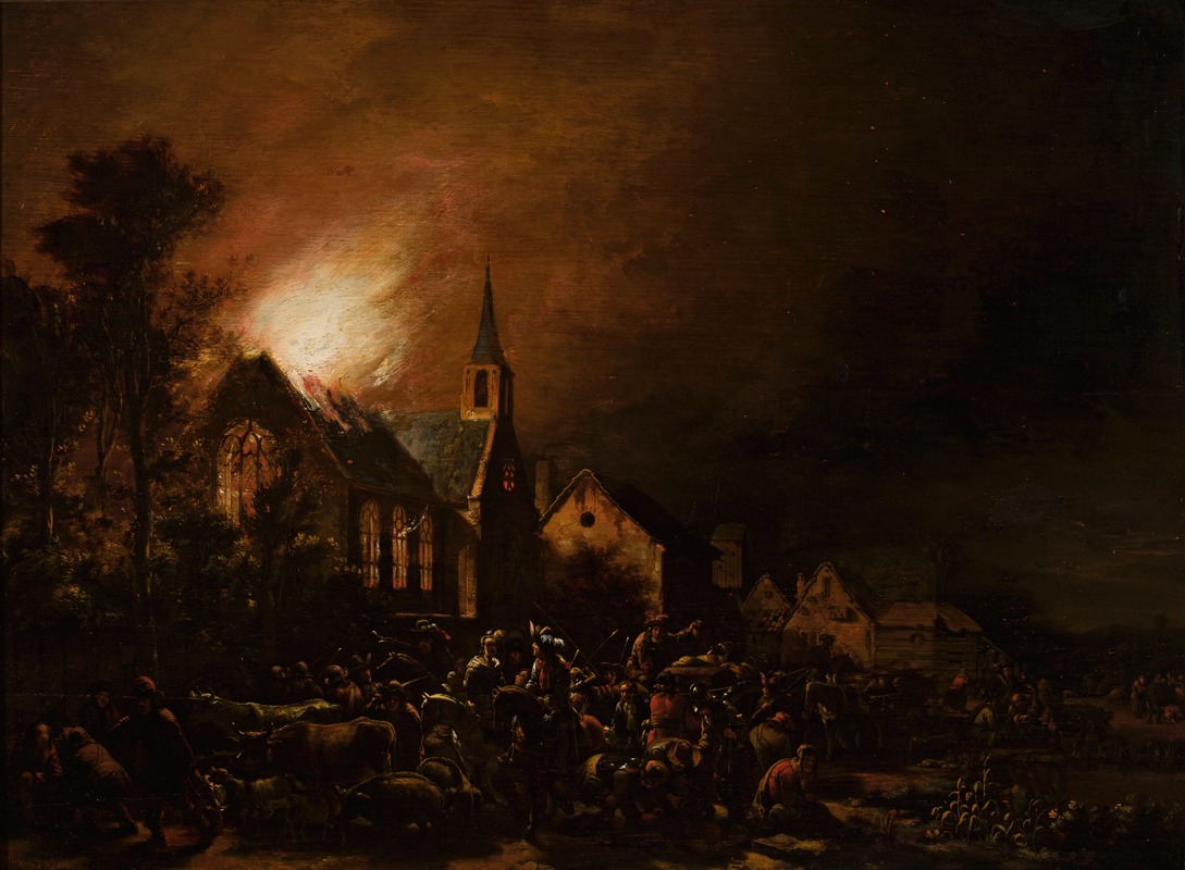 Egbert van der Poel - Church on fire