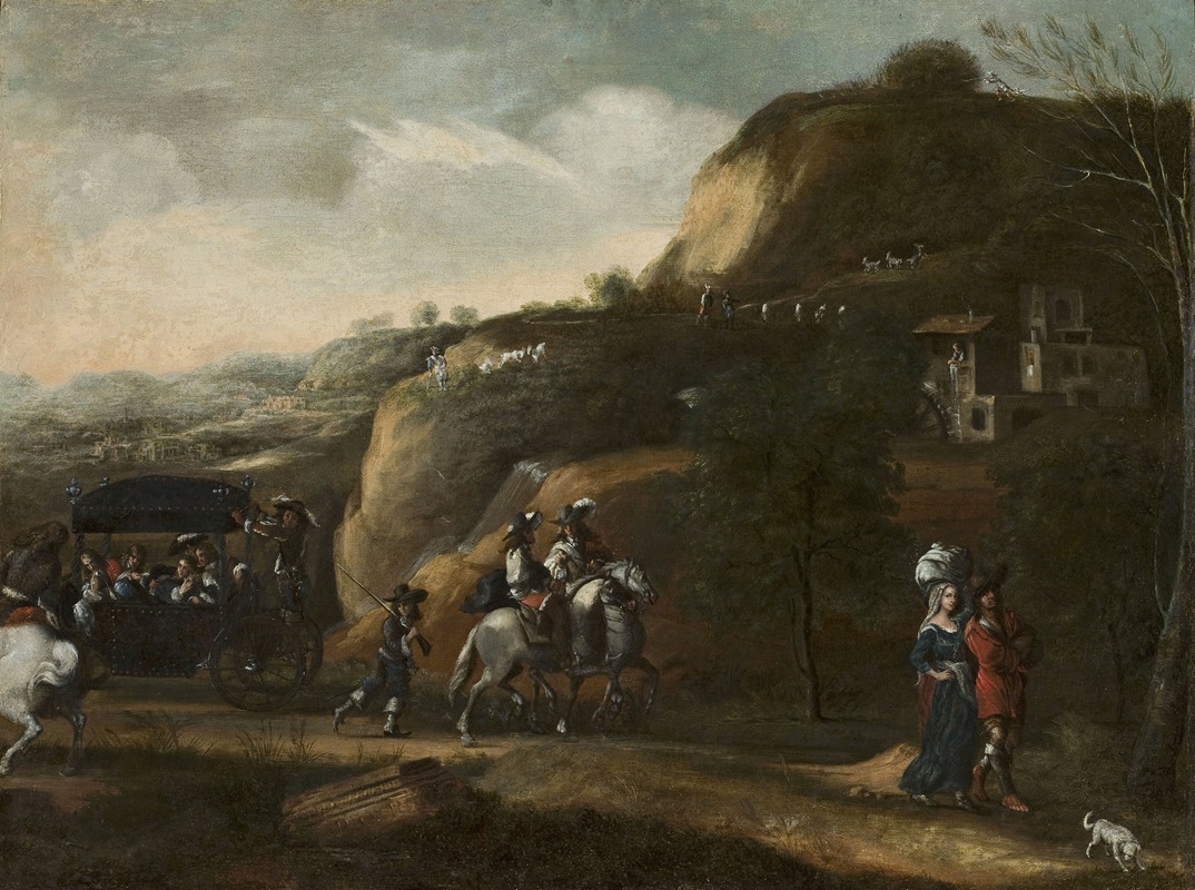 Frederik de Moucheron - Landscape with a carriage