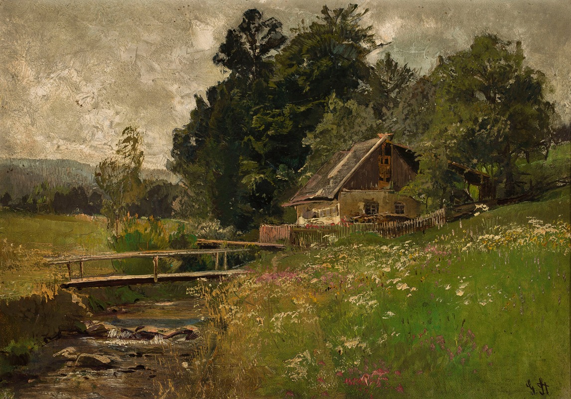 Gertrud Staats - Cottage at a creek