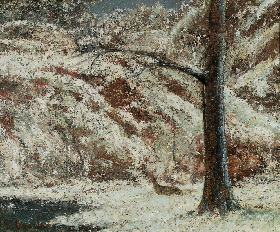 Gustave Courbet - Fawn in the snow in the woods