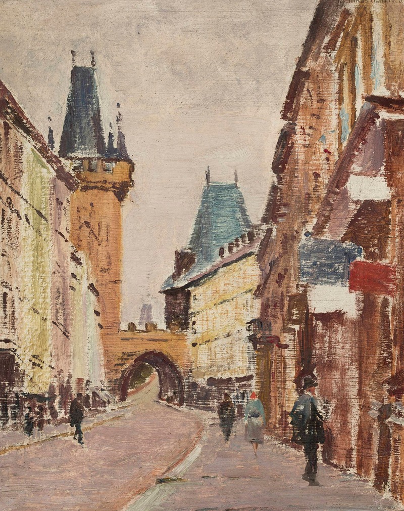 Ignacy Pinkas - Entrance to Charles Bridge in Prague