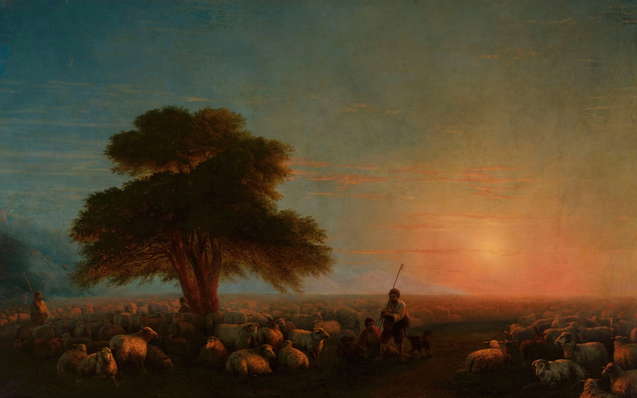 Ivan Konstantinovich Aivazovsky - Shepherds with a flock of sheep