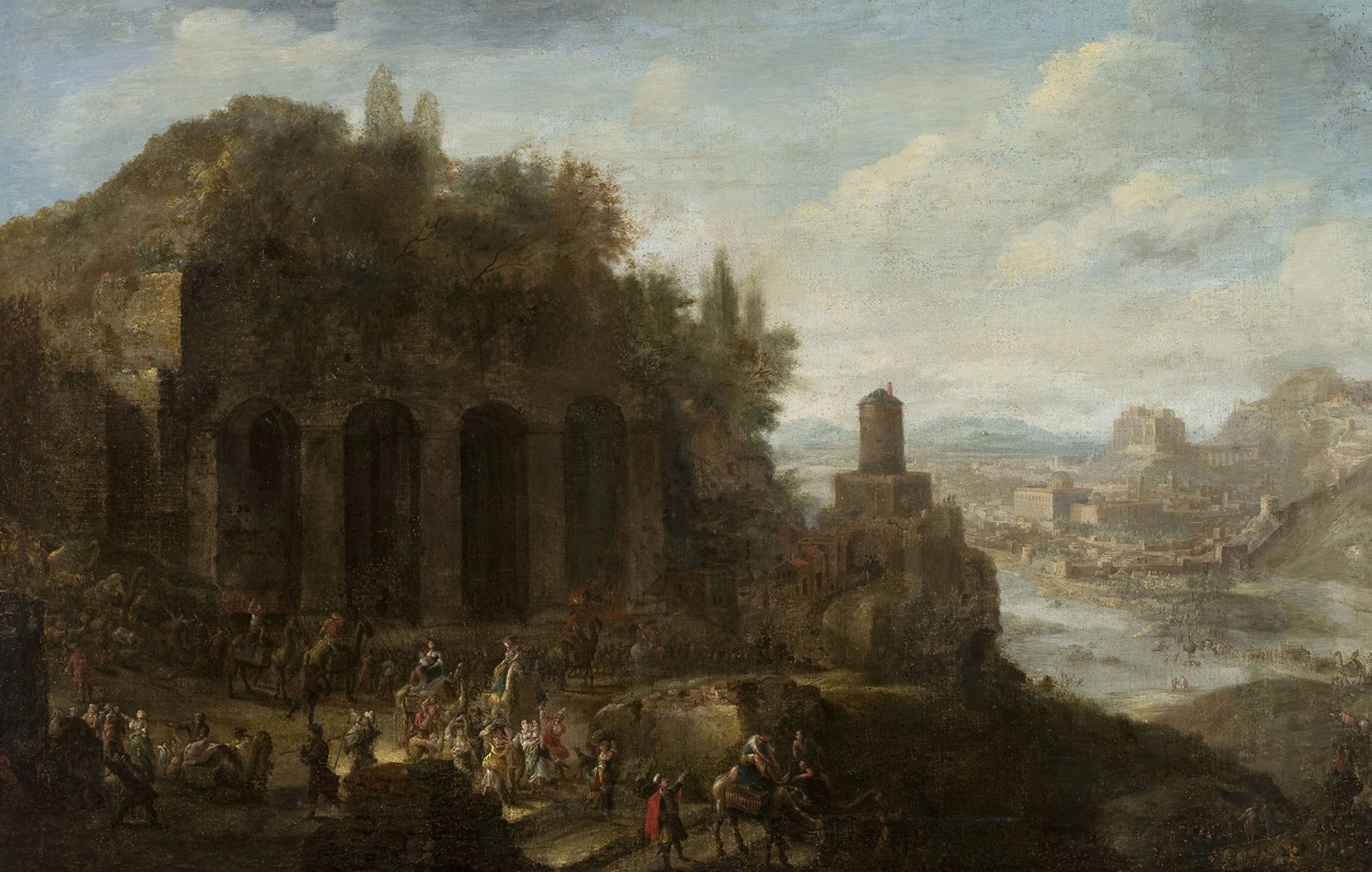 Jan Peeters the elder - Landscape with a view of a port city
