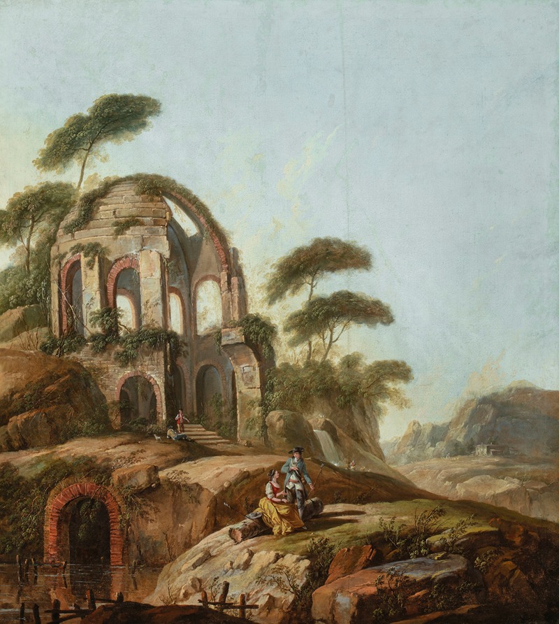 Jean-Baptiste Pillement - Landscape with the ruins of the Temple of Minerva Medica in Rome