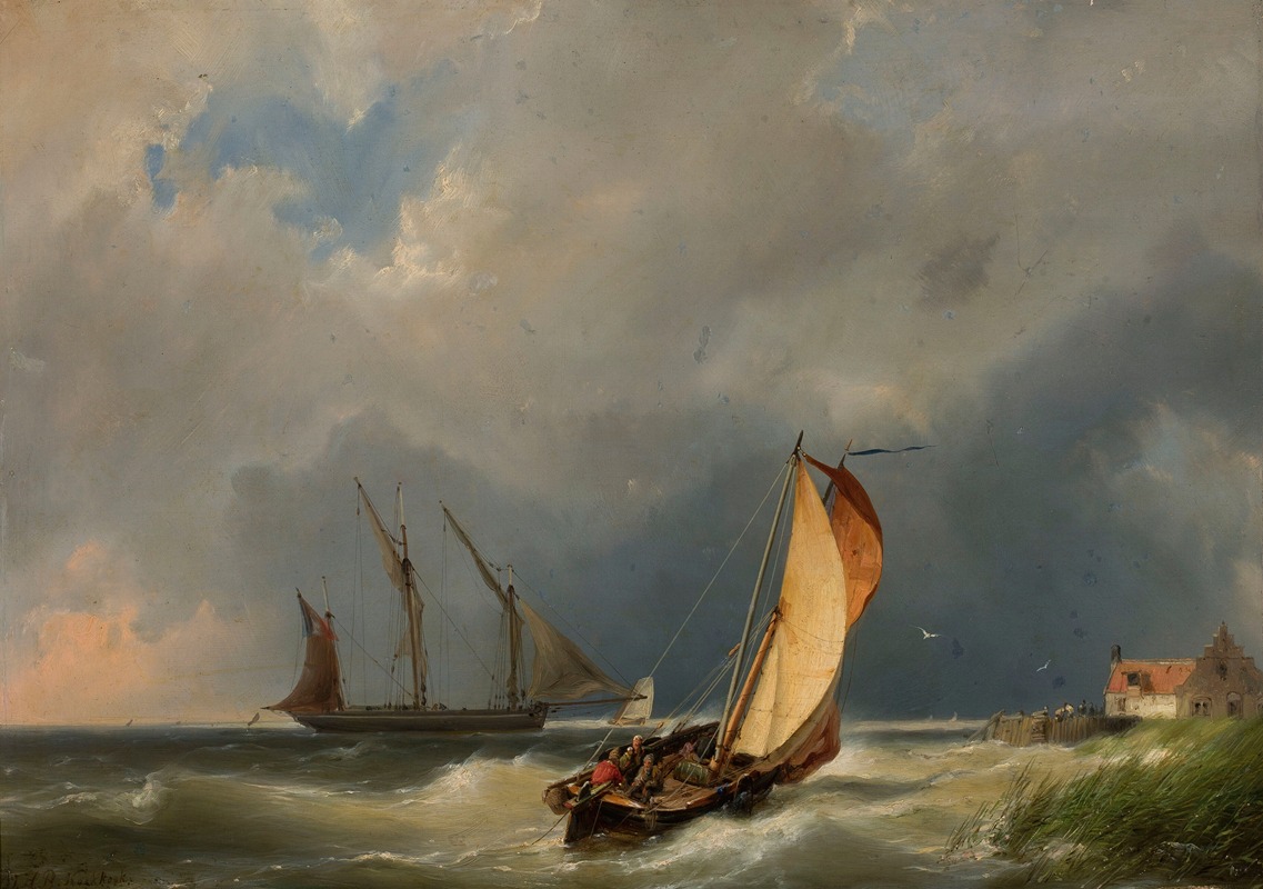 Johannes Hermanus Barend Koekkoek - Sail boats on the sea