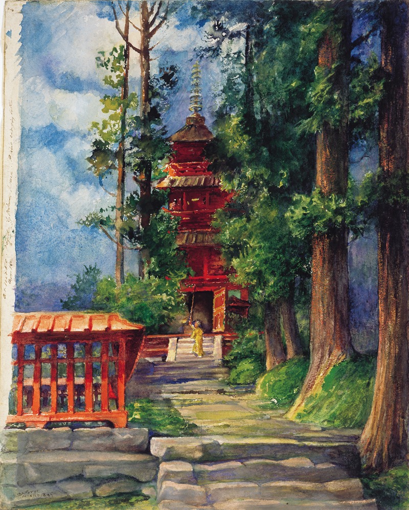 John La Farge - Red Pagoda, Nikko 