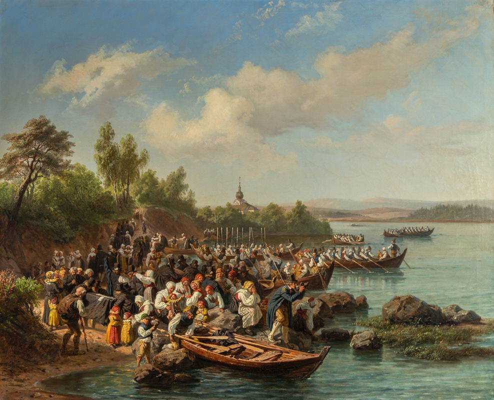 Josef Wilhelm Wallander - Church Boats at Leksand