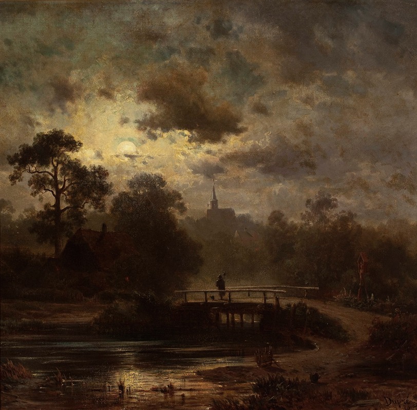 Jules Dupré - Landscape by moonlight