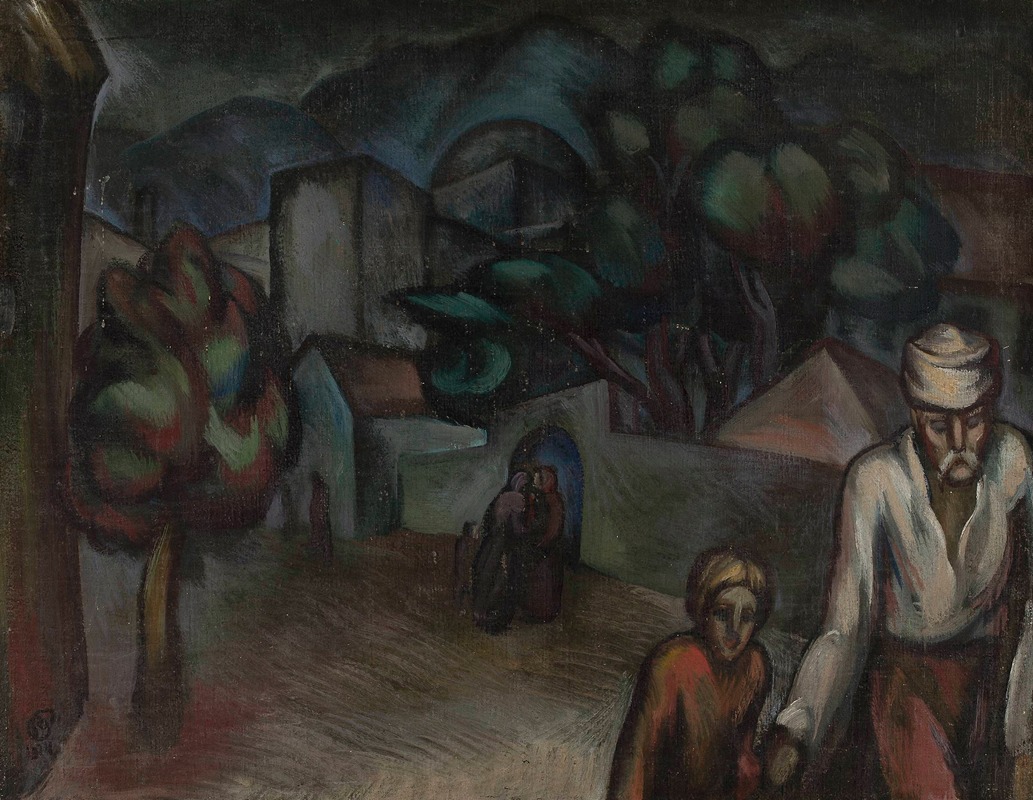 Roman Petrović - City landscape with figures