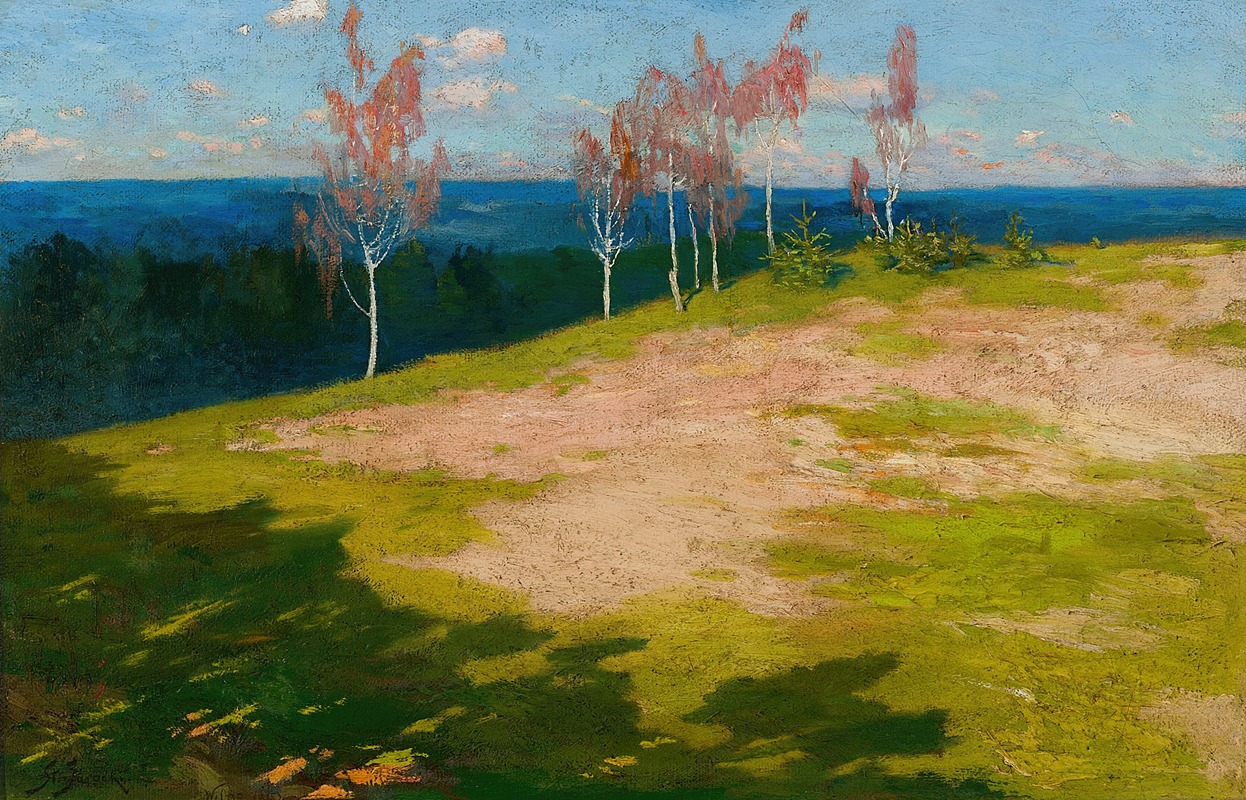 Stanisław Jarocki - Landscape with birch trees