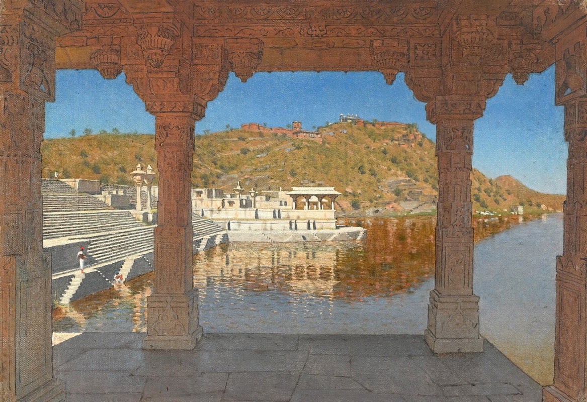 Vasily Vereshchagin - Rajnagar. Marble Embankment Decorated with Bas-Reliefs on a Lake in Udaipur