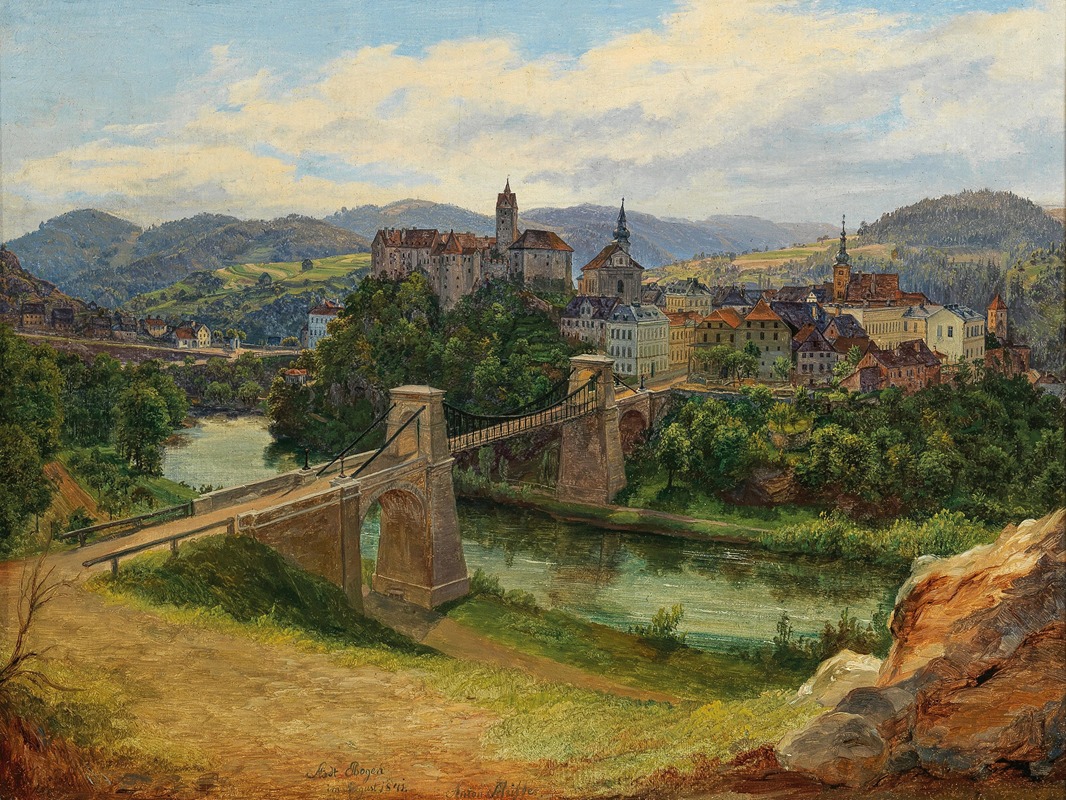 Anton Schiffer - A View of the Town of Loket in the Czech Republic (Elbogen an der Eger)