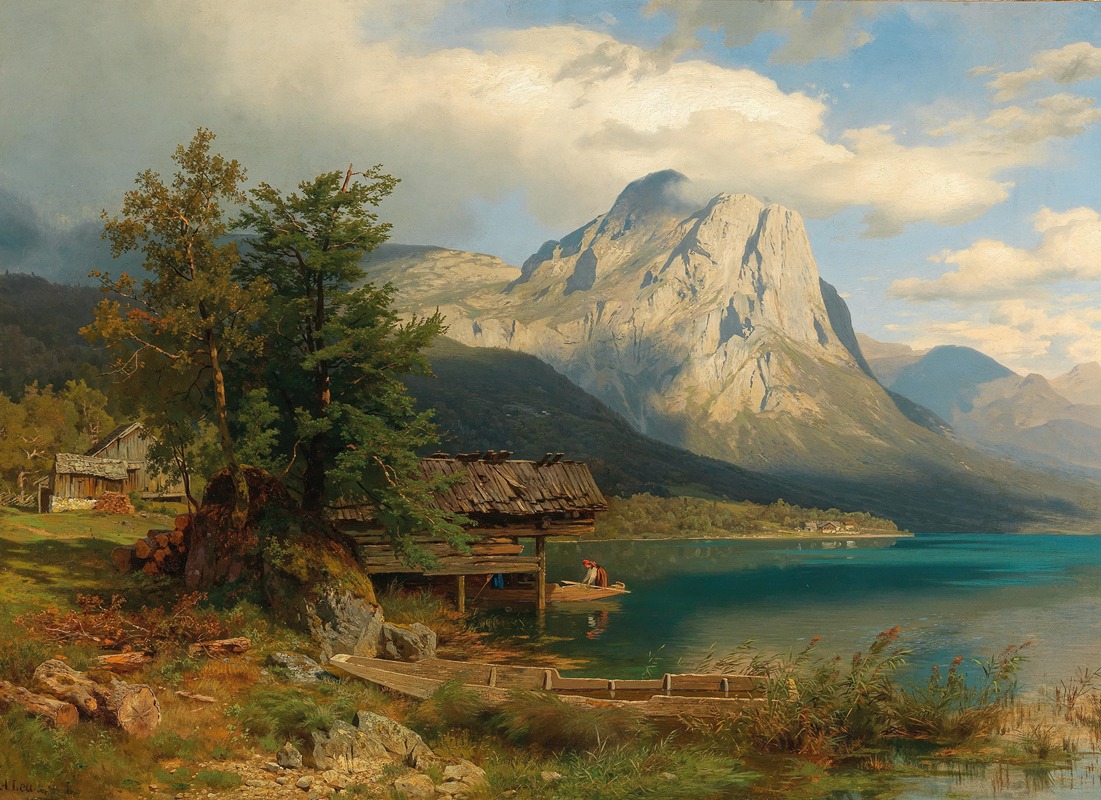 August Wilhelm Leu - A View of Lake Grundlsee with Backenstein