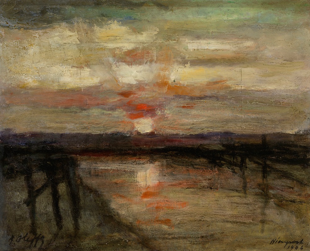 Auguste Oleffe - Sunset in Nieuwpoort