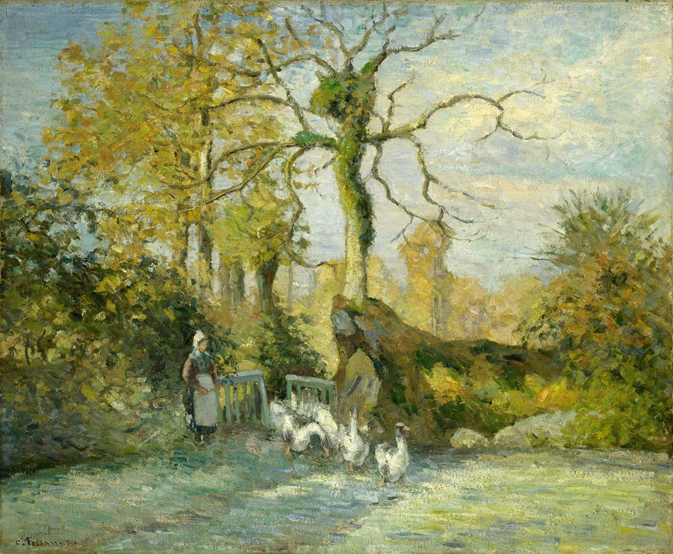 Camille Pissarro - The Goose Girl at Montfoucault (White Frost)
