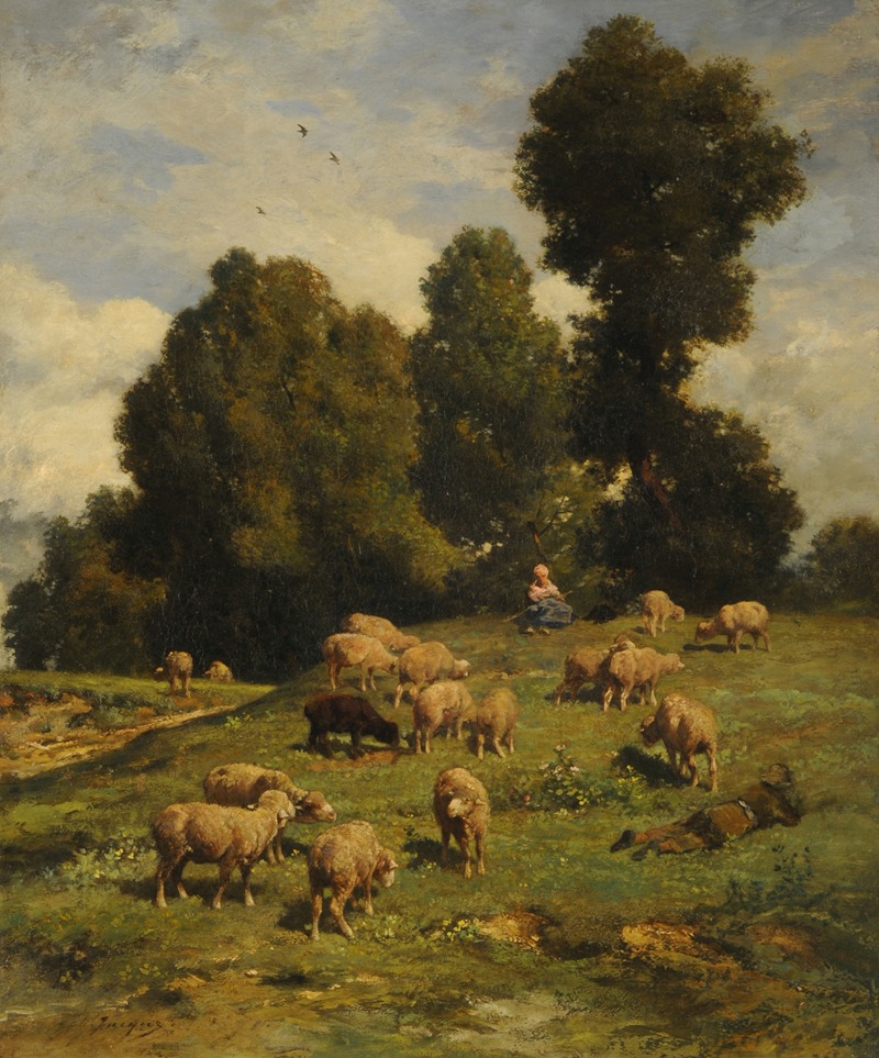 Charles Emile Jacque - Moutons au pâturage