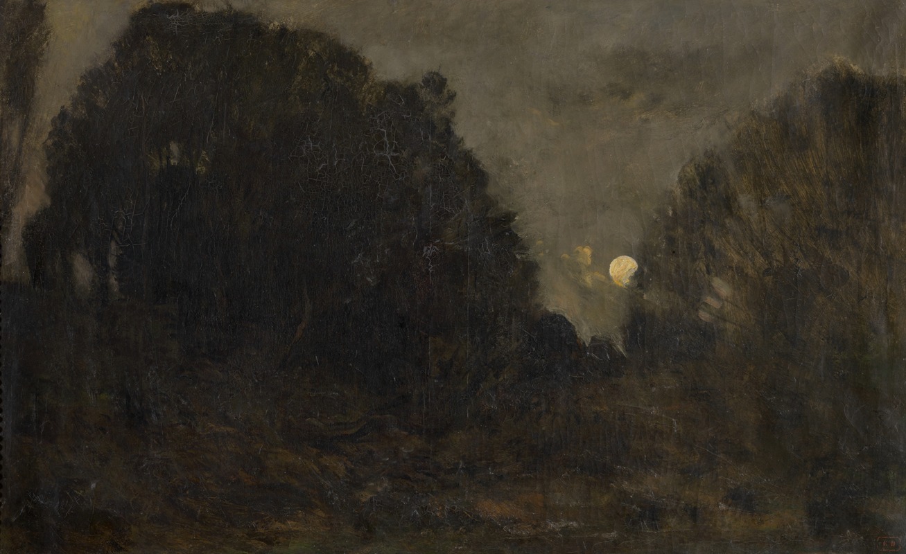 Charles François Daubigny - Rising moon in Barbizon