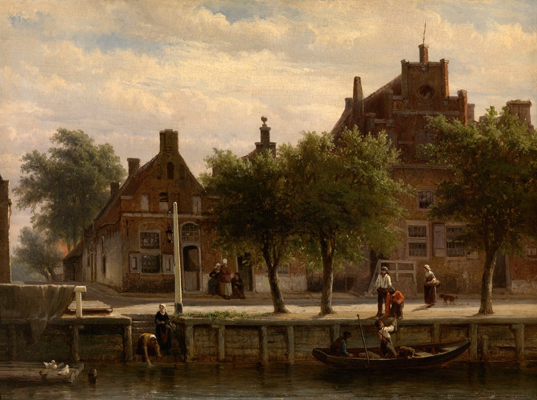 Cornelis Springer - A View of the Harbour of Hasselt, Overijssel