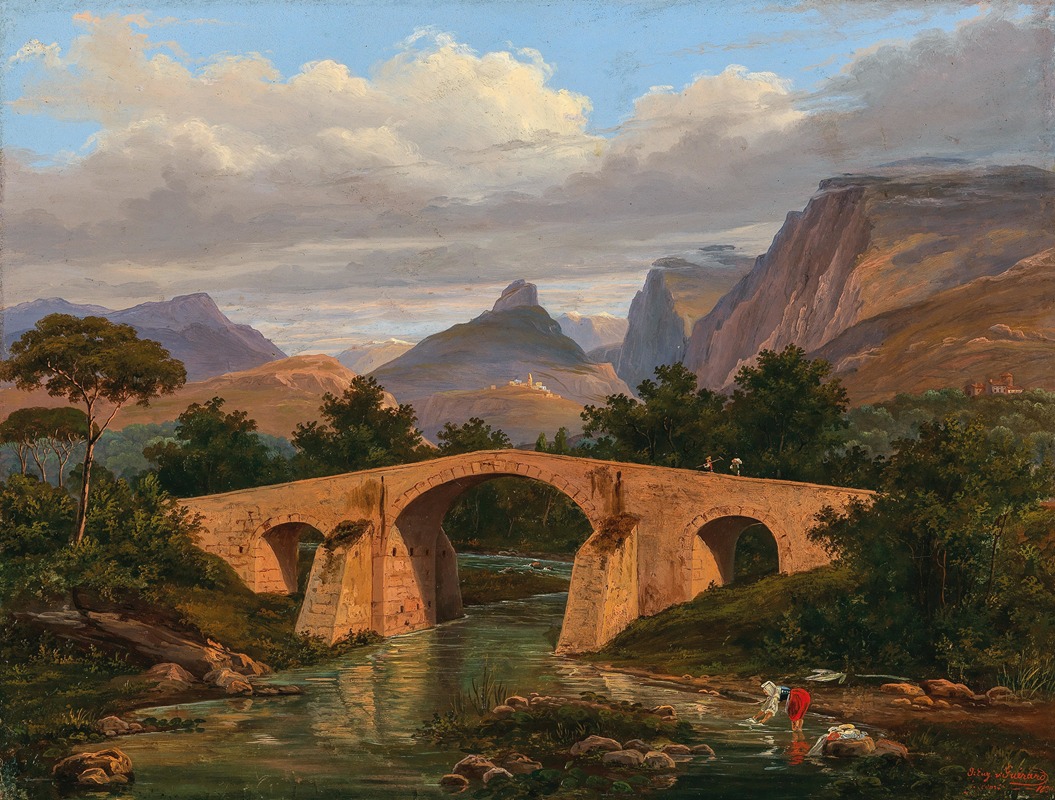 Eugène von Guérard - Ponte di Battipaglia tra Salerno e presso R; di napoli