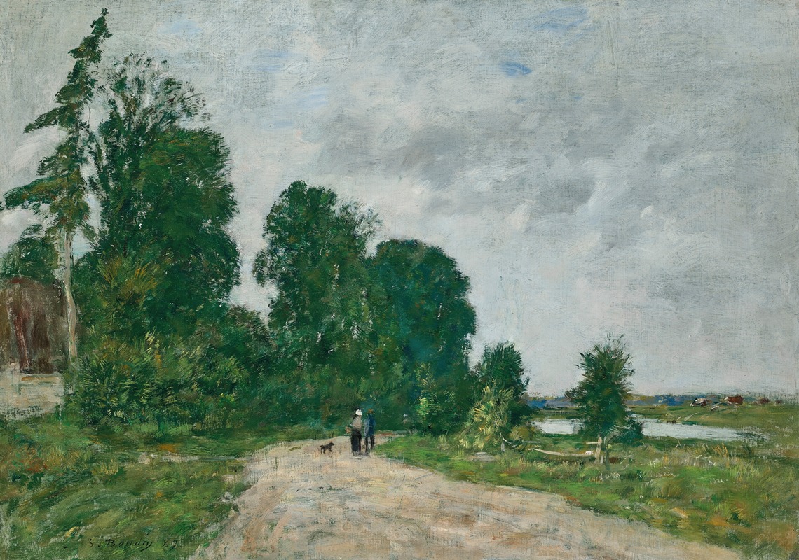 Eugène Boudin - Chemin animé, bord de rivière