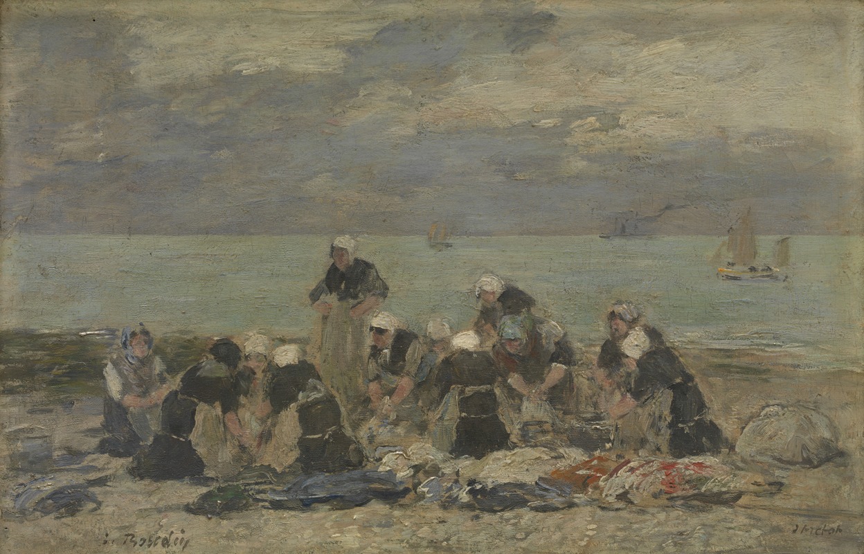 Eugène Boudin - Women Washing Clothes at Étretat