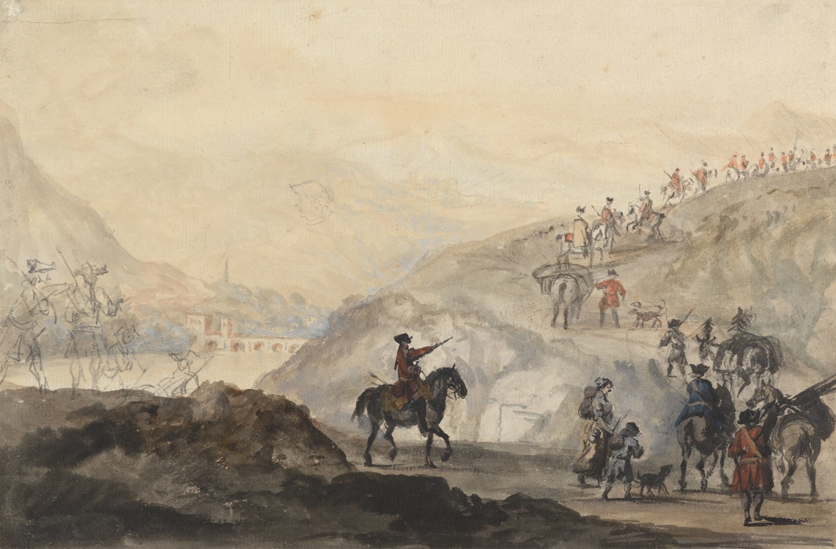 Peter Tillemans - Cavalry Troops and Camp Followers on the Move