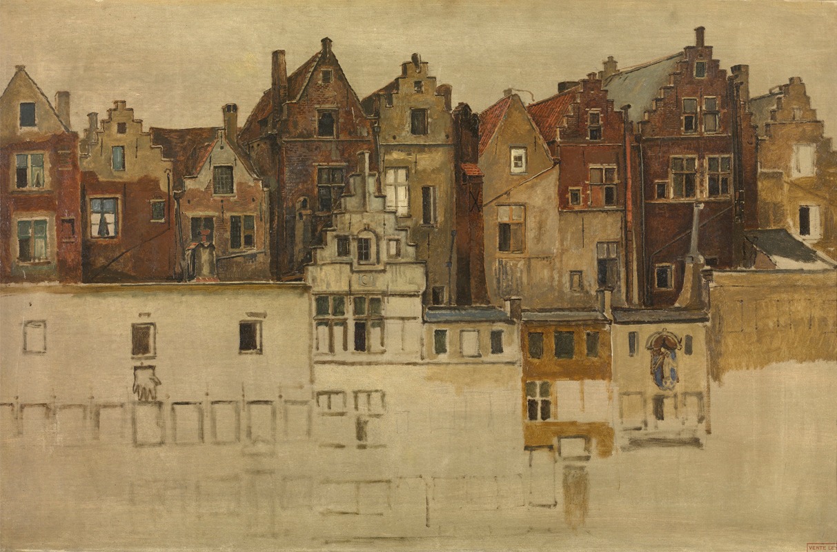 Jan August Hendrik Leys - Houses of Old Antwerp, Handschoenmarkt