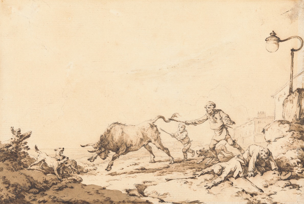 Philip James de Loutherbourg - A Bull Charging