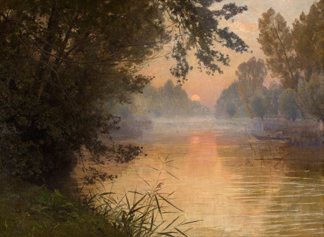 Henri Zuber - Sunset at the Banks of the Loing