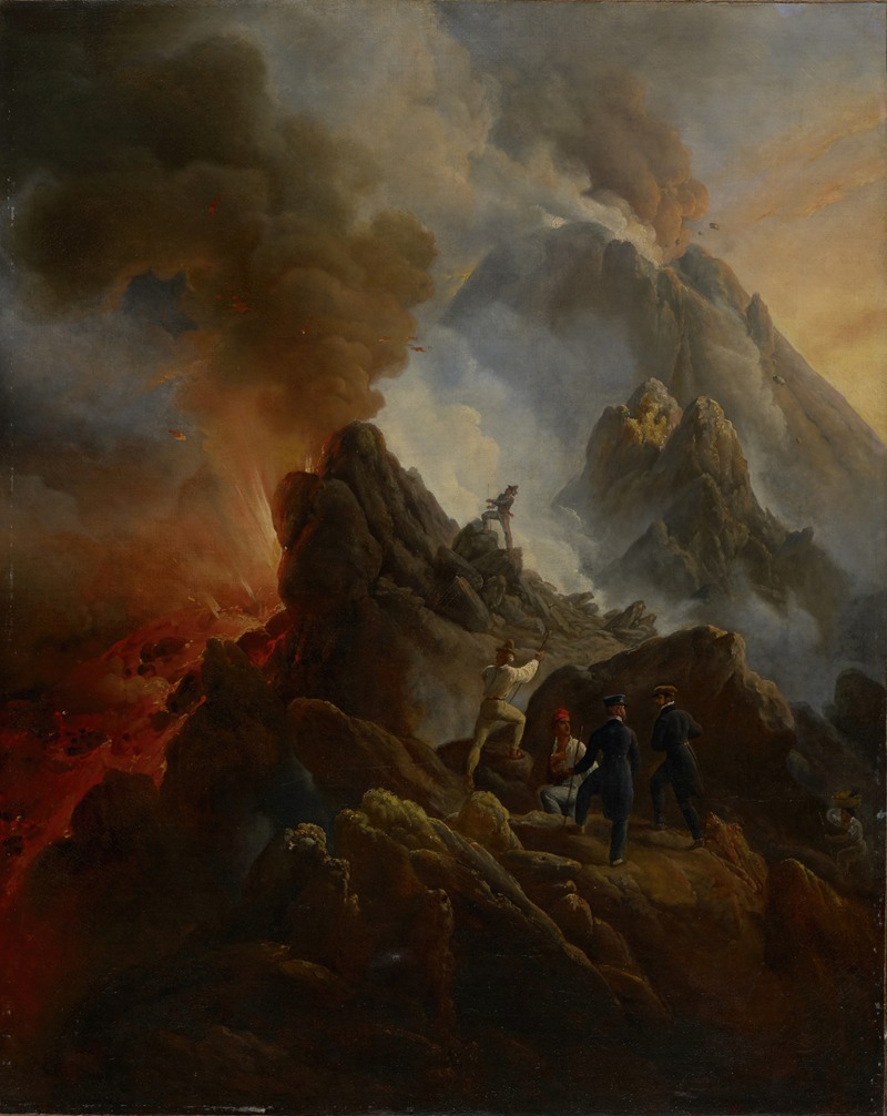Horace Vernet - The Vesuvius Erupting, the Artist and His Father, Carle Vernet, in the Foreground